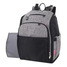 Pañalera Fisher Price Tipo Morral Con Cambiador Para Bebe Color Gris Oscuro