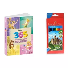 Livro Para Colorir 365 Desenhos Princesas + Lápis De Cor