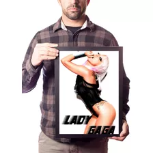 Quadro Lady Gaga Foto Arte Elle Pôster Moldurado