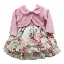 Vestido Infantil De Festa Bebe Floral Com Tiara E Bolero