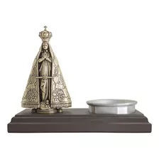 Imagem Nossa Senhora Aparecida Em Metal Com Porta Vela 12 Cm