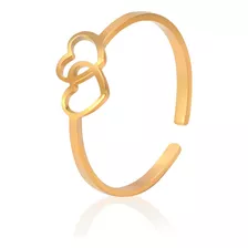 Anillo Doble Corazón Amor Mujer Novia Plata Enchapado Oro 