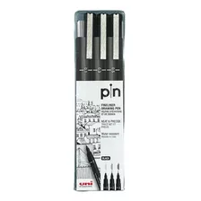 Marcador Uni Pin Black Fine Line Set X3