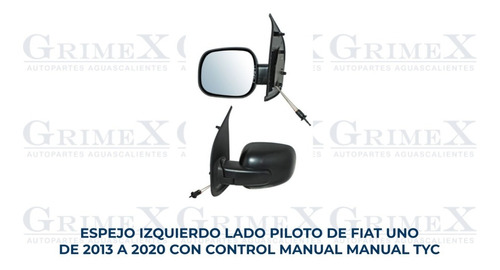Espejo Fiat Uno 2013-14-15-16-17-18-19-2020 Control Man Ore Foto 2