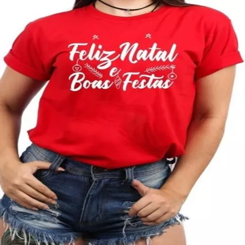Camiseta Feminina Feliz Natal Boas Festas Baby Look - Promo!