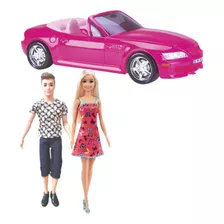 Carro Conversível + Boneca Barbie Original + Boneco Tipo Ken