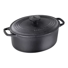 Panela Caçarola Oval Grande 6,5 Lts Ferro Fundido Com Tampa Cor Preto