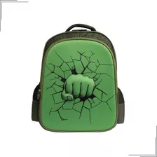 Mochila Casual Escolar Menino De Costas Hulk 3d Original 