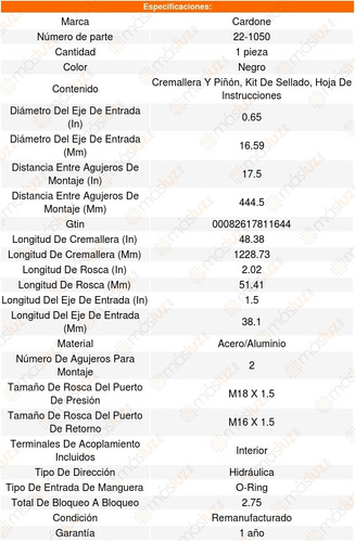 Cremallera Direccion Hidraulica Suzuki Xl7 2007 Al 2009 Foto 5