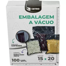 Embalagem A Vácuo Gofrada Preta Pré Formada 15x20cm - 100und