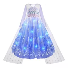 Vestido Luminoso De Princesa Elsa Frozen Para Niñas, Cosplay