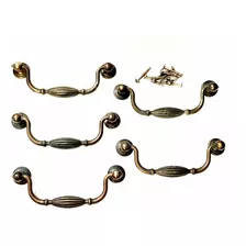 5 Tiradores Toscanos Retro De 13 Cm. Metal Dorado C/9 Pernos