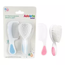 Kit Pente E Escova Toque Suave - Adoleta Bebê Cor Rosa