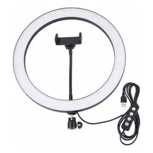 Aro De Luz Led 12 30cm C/ Base Para Celular Para Foto Video Color Blanco