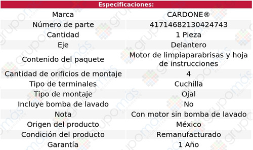 1 Motor Limpiaparabrisas Delantero Leganza 99 Al 02 Reman Foto 4