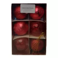 Bolas Navideñas Modernas Rojas X6 6cm Decoracion Navidad
