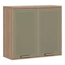 Armário Aéreo 80cm Luciane Yara 2 Portas Com Vidro 1309 Cor Vanilla/bronze