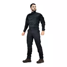 Conjunto Farda Tática Preto Segurança Vigilante Safo Militar