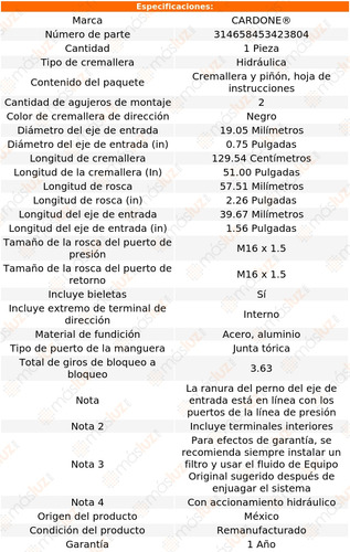 (1) Cremallera Direccin Hidrulica Axiom 02/04 Reman Foto 5