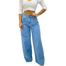 Calça Jeans Feminina Wide Leg Pantalona Moda Retrô