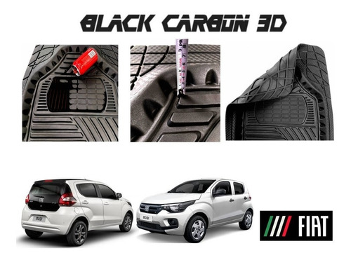 Tapetes Premium Black Carbon 3d Fiat Mobi 2015 A 2022 Foto 4