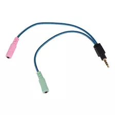 Cable Audio 3,5mm Macho Doble Hembra Auricular Adaptador Color Negro Azul