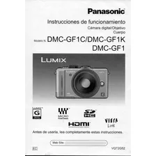 Manual Camara Panasonic Lumix Dmc-gf1c - Dmc-gf1k - Dmc-gf1