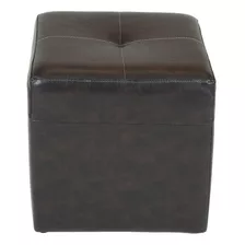 Pouf Cubo Cuero Sintético Café Moro / Muebles América