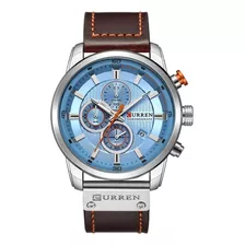 Relógio Masculino Casual Curren Quartzo Pulseira Couro 8291 