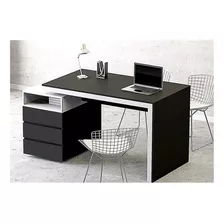 Escritorio Ciudad Muebles Mesa De Escritorio Y Archivero Bajo Doble Cara Melamina De 142cm X 78cm X 70cm Negro Y Blanco