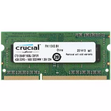 Memoria Ram Color Verde 4gb 1 Crucial Ct51264bf160bj