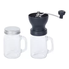 Moedor De Café Manual Kenya 550ml Dois Cups + 1kg De Café Cor Preto