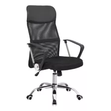 Silla De Escritorio Mobilarg Presidente Ergonómica Negra Con Tapizado De Cuero Sintético Y Mesh