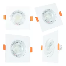 Kit 4 Spot Led 7w Direcionável Embutir Quadrado B. Frio Teto