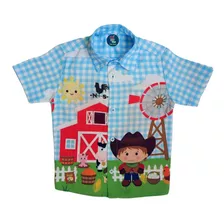 Camisa Infantil Social Temática Menino Dinossauro Personagem