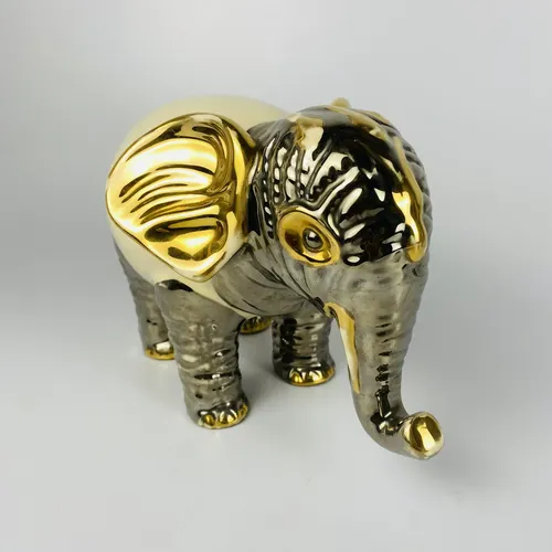 Elefantes Decorativos E Porta Vela Cerâmica Vintage. Bege 3