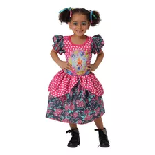 Vestido Bandeiras Infantil Luxo Rosa Festa Junina Arraiá 