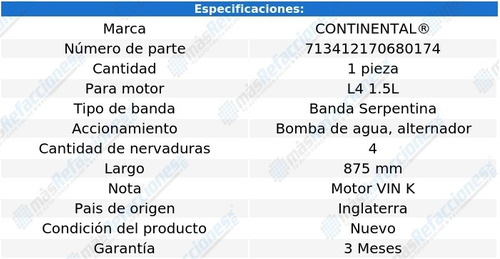 Banda Serpentina B/agua, Alt 875 Mm Colt L4 1.5l 85-91 Foto 8