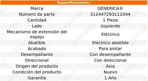 Espejo Lat Izq Elect P/pintar C/desemp Grand Vitara 10/15 Foto 2