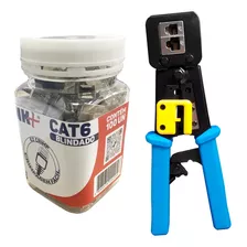 1 Alicate Ez Crimp + 100 Rj45 Ezcrimp Cat6 Utp Blindado Pote