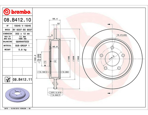 Par Discos Brembo Mercury Mariner Hybrid 2006-2007 Trasero Foto 2