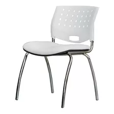 Silla De Escritorio Jmi Greta Fija Cromada Ergonómica Blanca Con Tapizado De Cuero Sintético