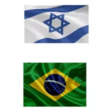 Kit Bandeira De Israel + Bandeira Do Brasil (1,5m X 0,90cm)#