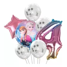 Kit Globos Colores Decoración Cumpleaños 4 Frozen Ana Elsa 