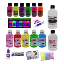 Kit Para Fabricar Slimes Com Luz Negra E Neon Coloridos