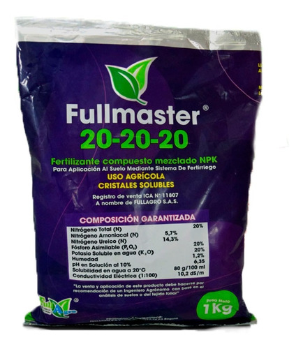 Fullmaster Npk 20-20-20 1kg Abono Foliar Triple 20