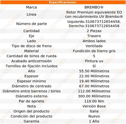 2 Discos Ventilados Tra Mercedes-benz Clk500 03/06 Brembo Foto 2