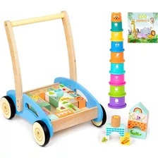 Pidoko Kids Wooden Baby Walker - 1 Year Old Boy Girl Gifts -