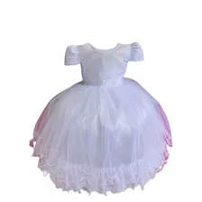 Vestido Infantil Longo Branco Luxo 1.2.3.4