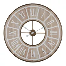 Reloj De Pared Mdf D82x4cm Color Madera/blanco